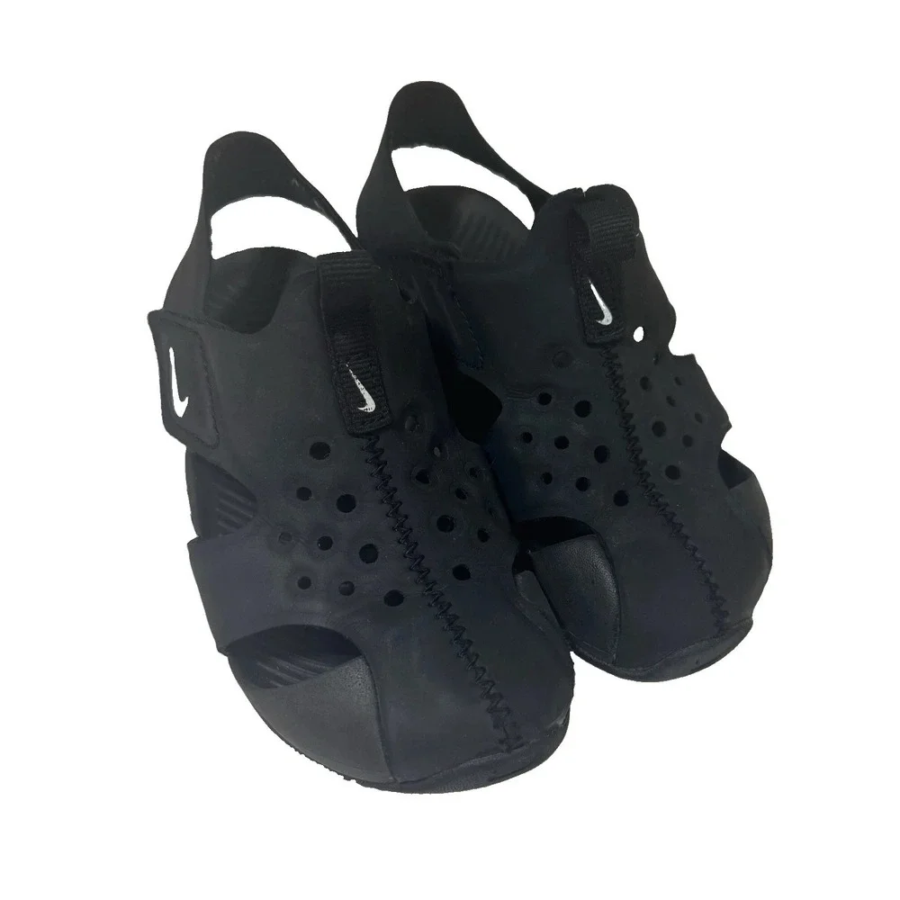 Nike Unisex Kids Black Slip-On Athletic‎ Sandals Closed Toe Logo US 8.5